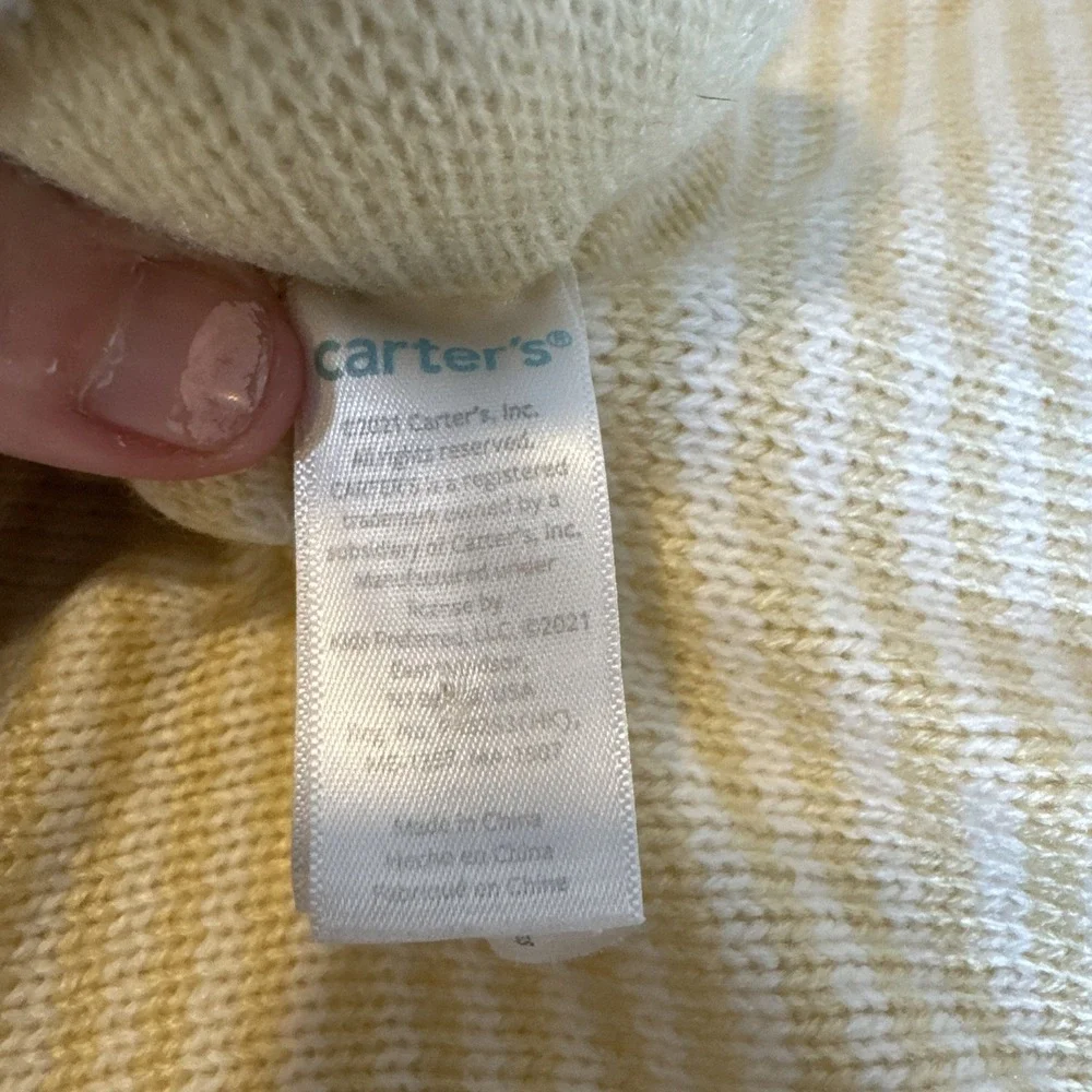 2022 Carters Knit Puppy Dog Lovey Yellow White Striped Baby Security Blanket 14